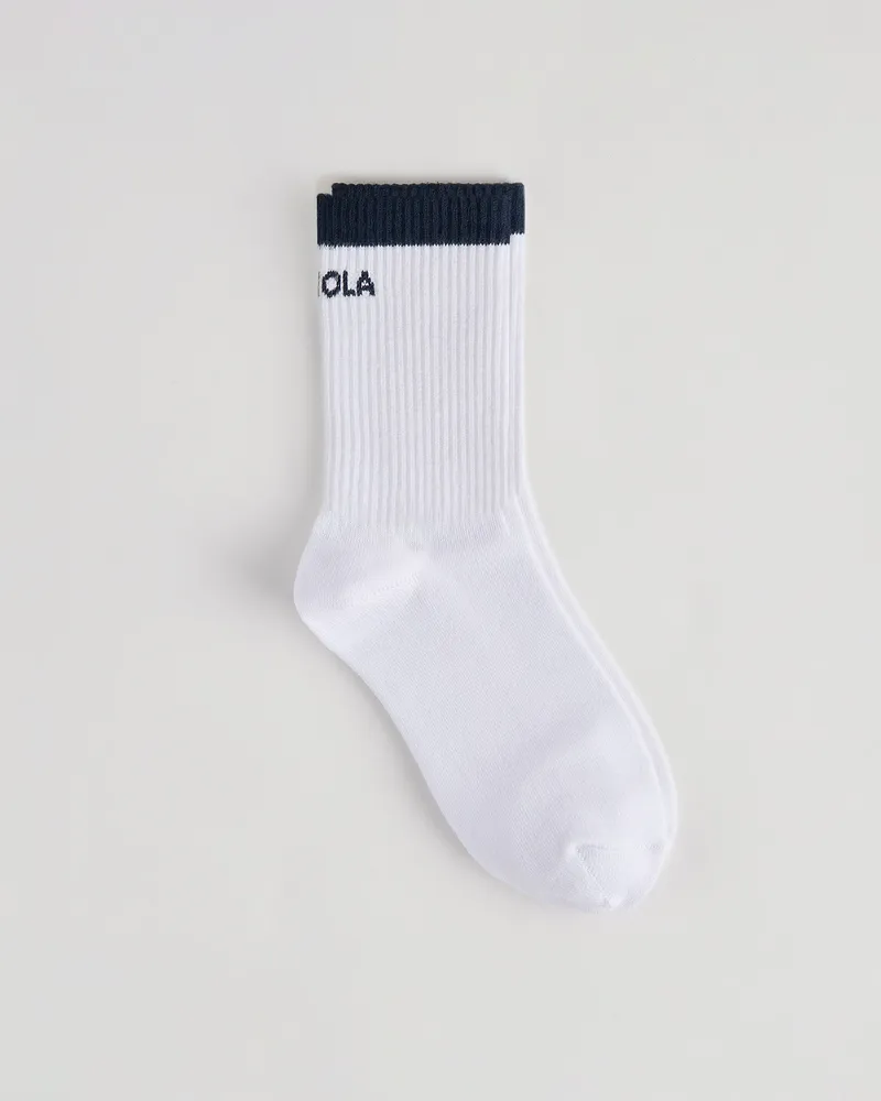 Adanola Single Stripe Socks - White/Navy Blue