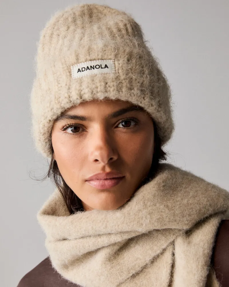 Adanola Wool Blend Brushed Beanie - Stone