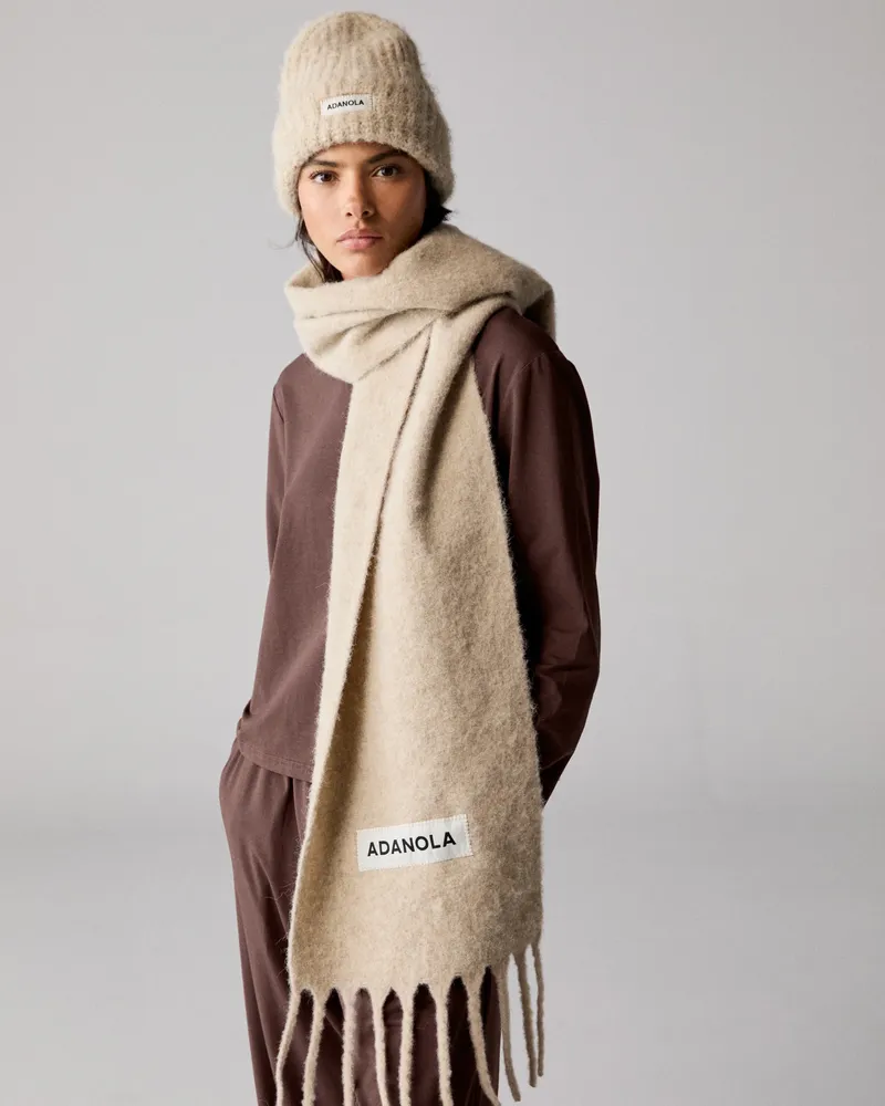 Adanola Wool Blend Brushed Scarf - Stone