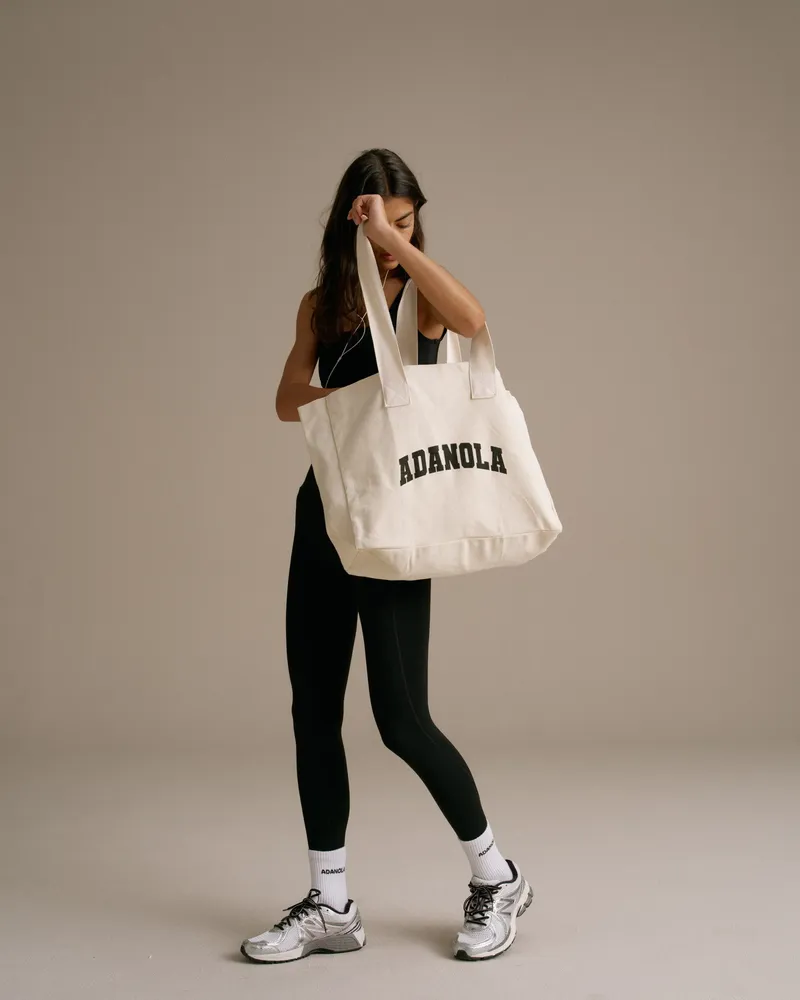 Adanola Varsity Tote Bag - Cream/Black