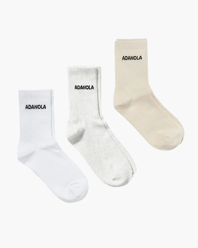 Adanola 3 Pack Socks - White, Cream, Light Grey Melange