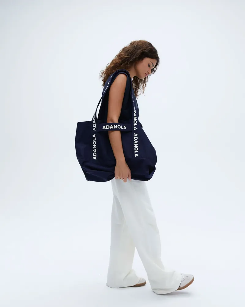 Adanola Branded Strap Tote Bag - Navy Blue