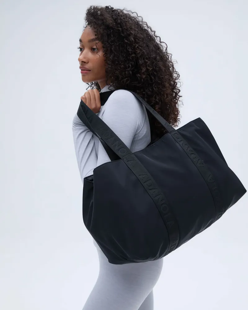 Adanola Nylon Zip Tote Bag - Black