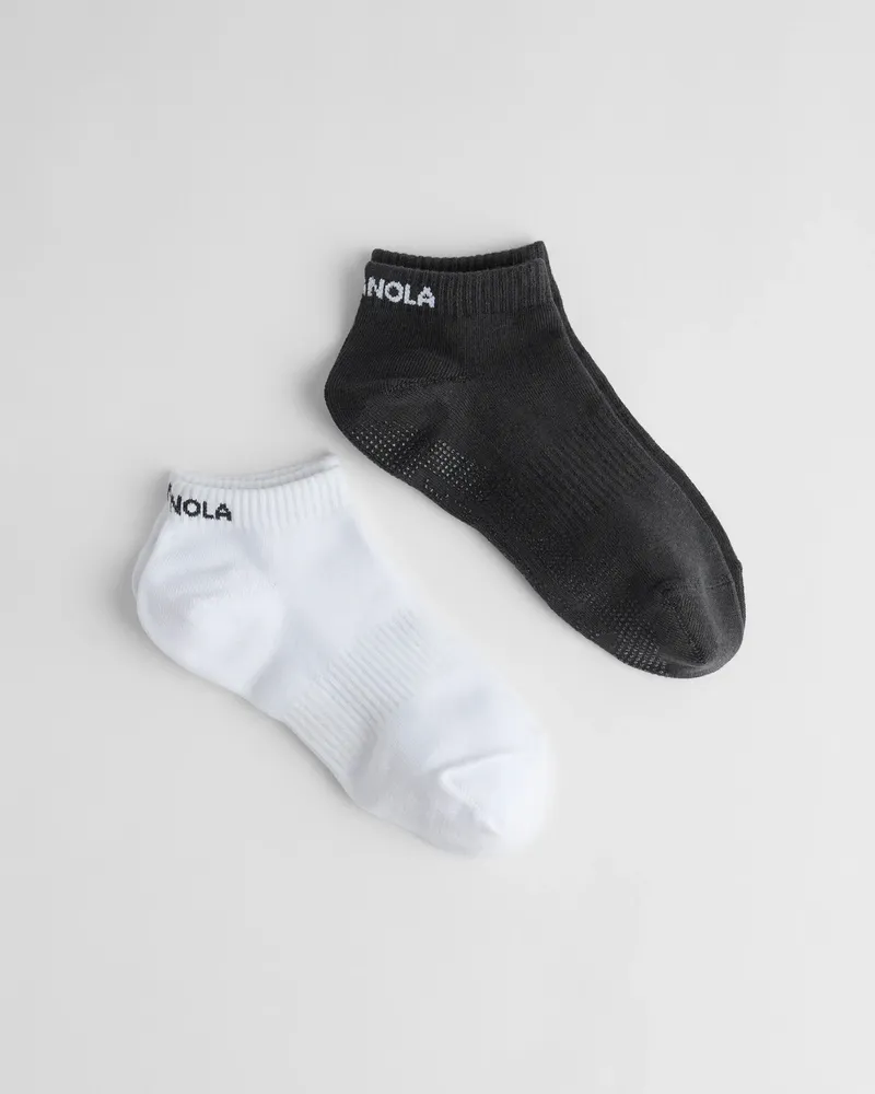 Adanola 2 Pack Pilates Grip Socks - White, Graphite Grey