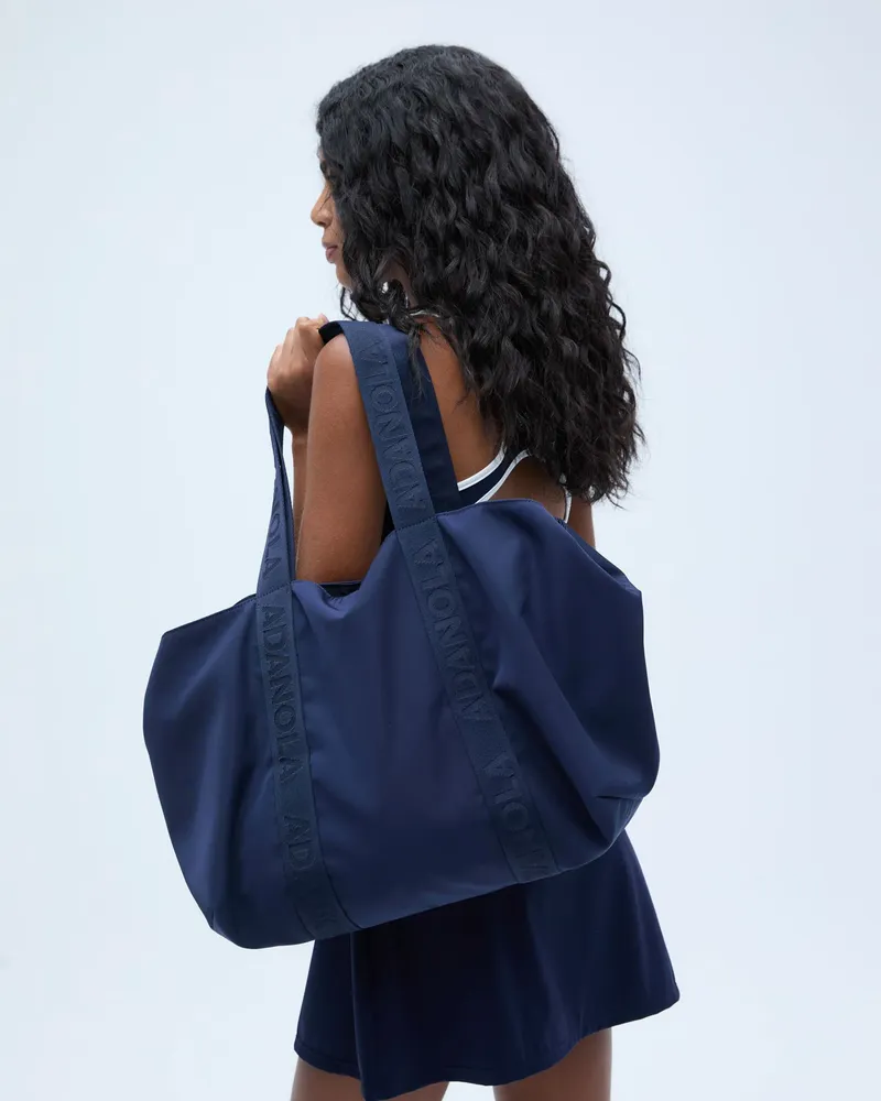 Adanola Nylon Zip Tote Bag - Navy Blue