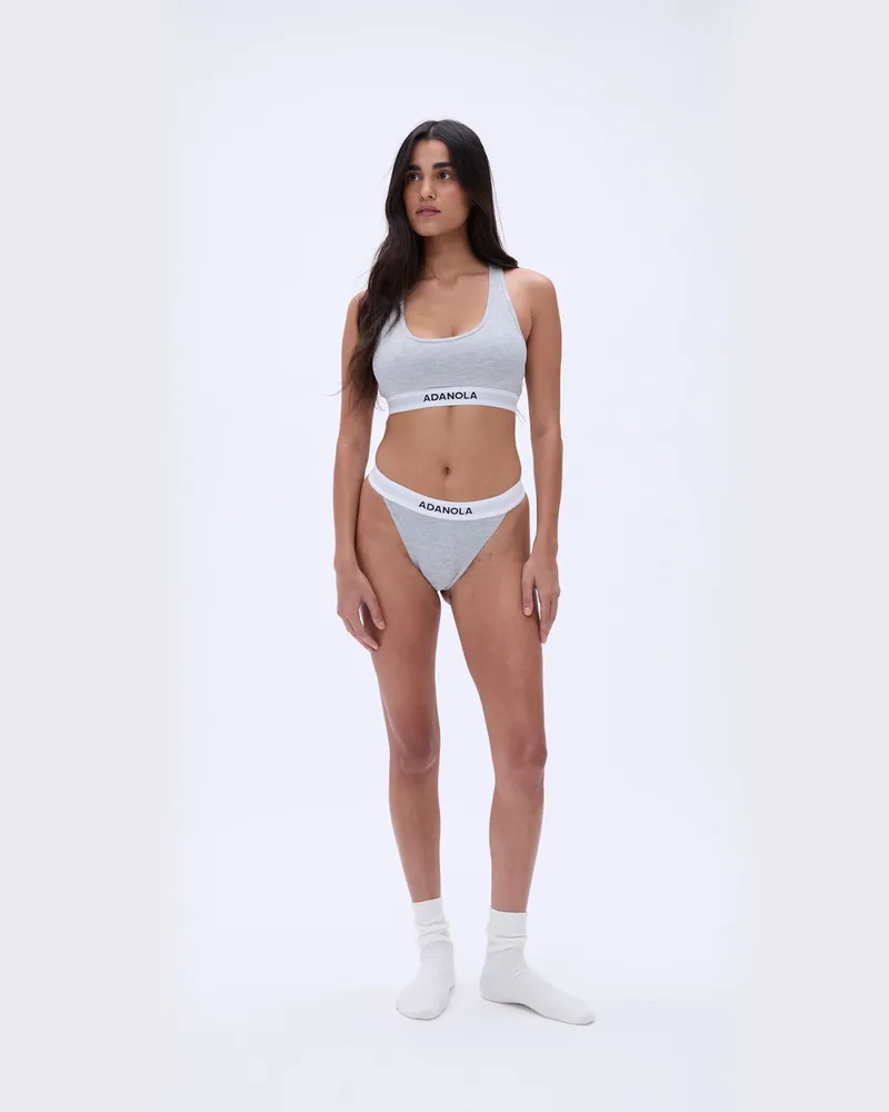 Adanola Branded Ribbed Thong - Grey Melange