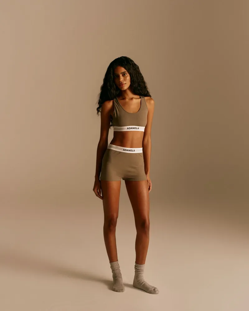 Adanola Branded Ribbed Boxer - Olive Green