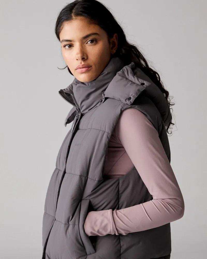 Adanola Hooded Puffer Gilet - Slate Grey