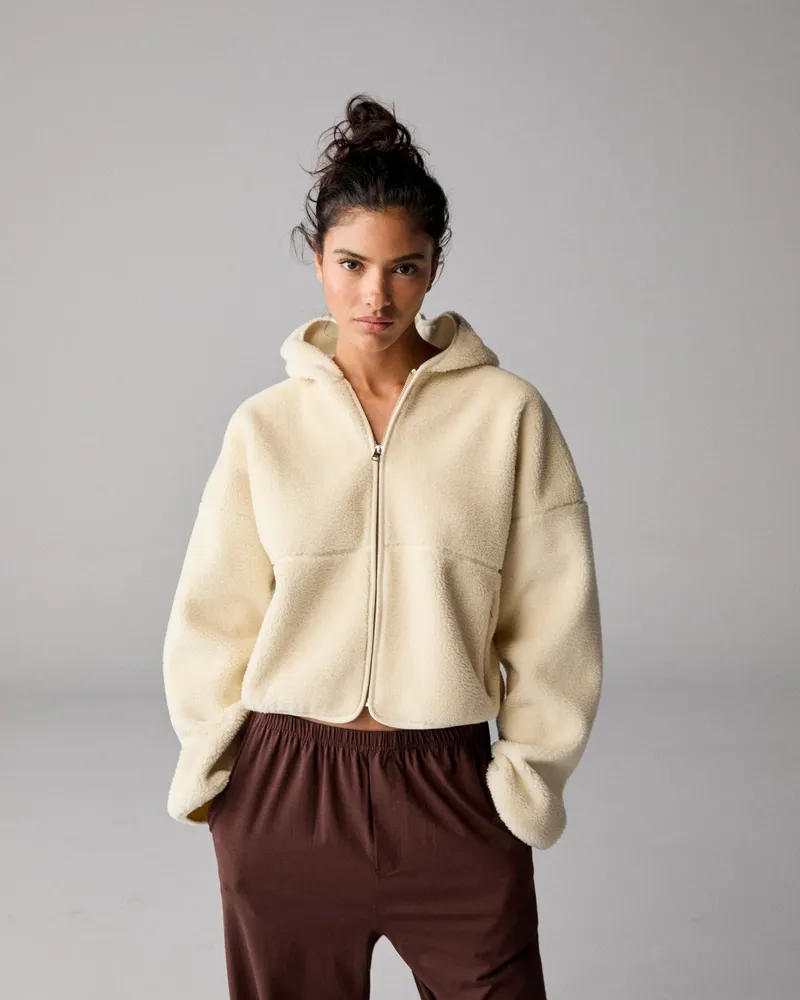 Adanola Hooded Borg Bomber Jacket - Marshmallow White