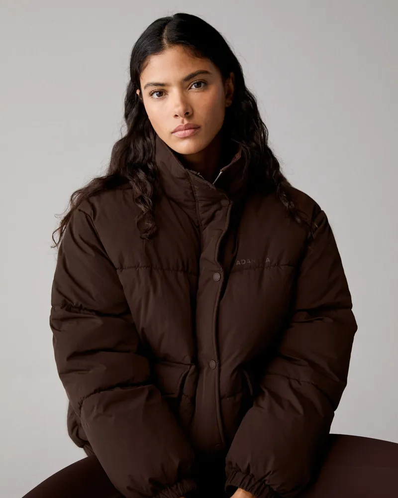 Adanola Funnel Neck Puffer Jacket - Chocolate Brown