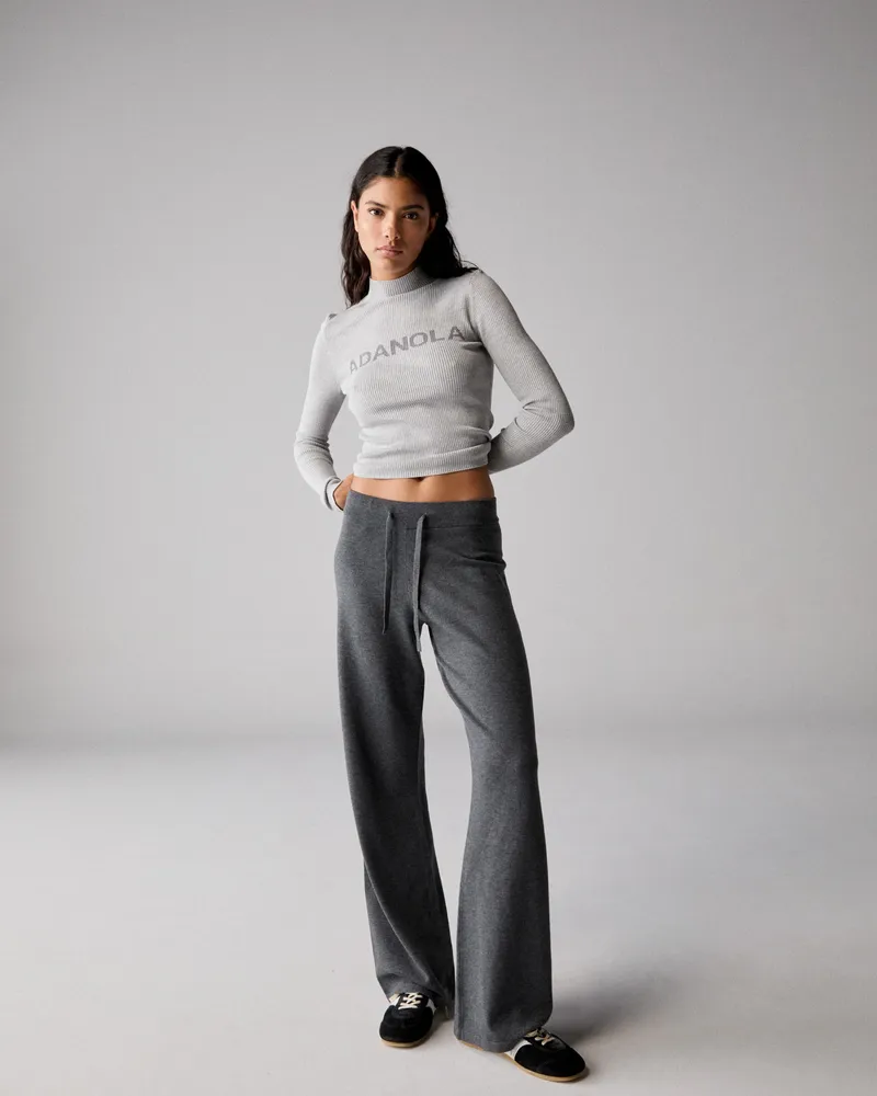 Adanola Knit Straight Leg Trousers - Dark Grey