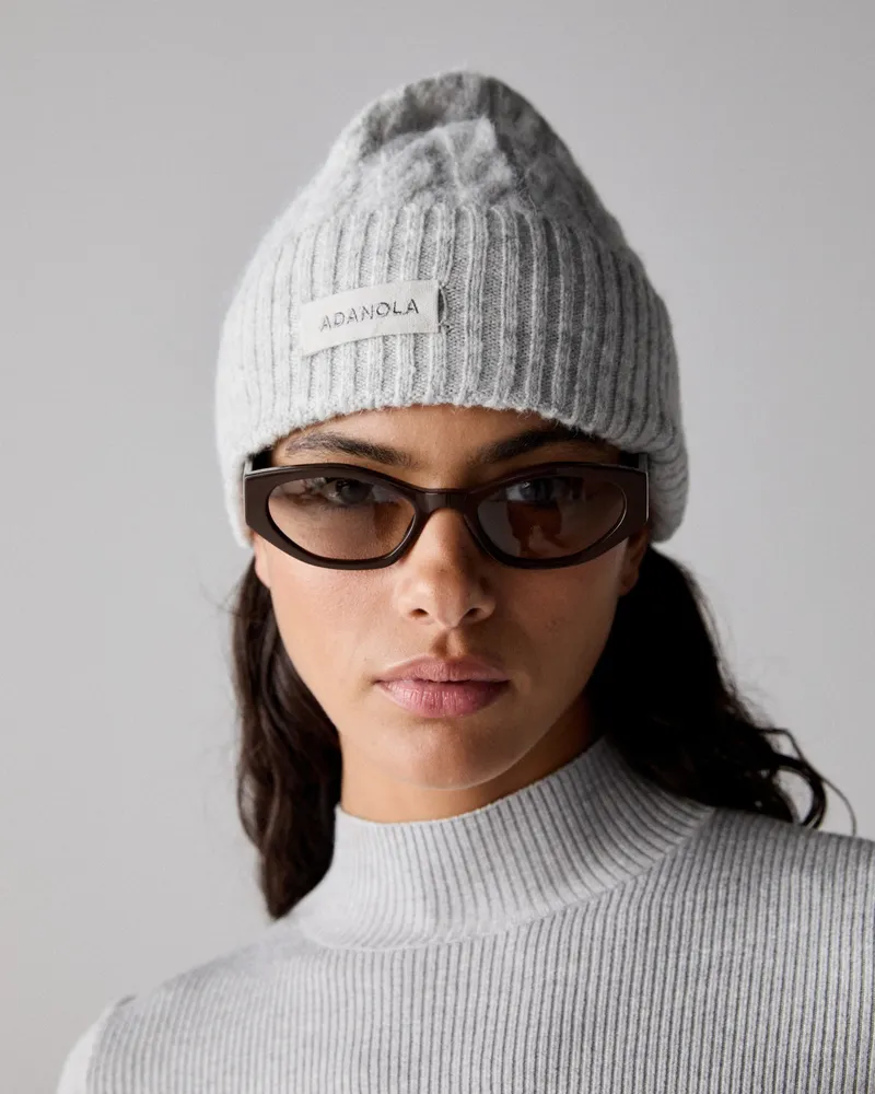 Adanola Cable Knit Beanie - Light Grey Melange