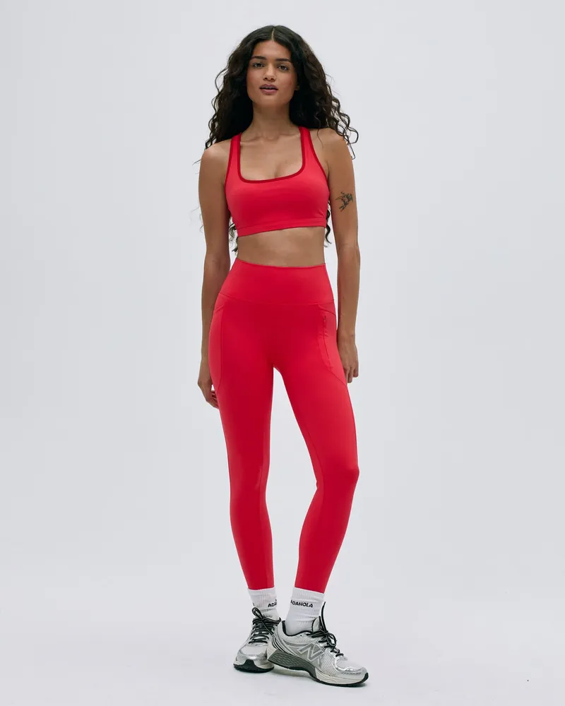 Adanola Ultimate Seam Detail Zip Pocket Leggings - Apple Red