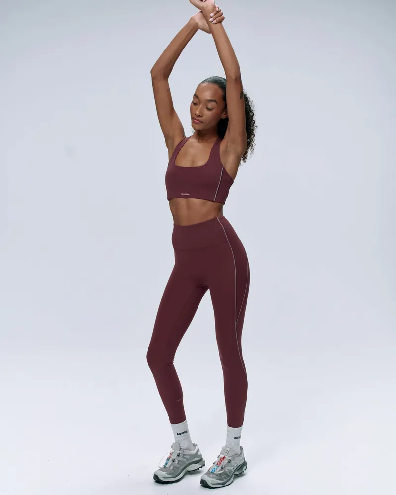Adanola Ultimate Reflective Piping Leggings - Burgundy