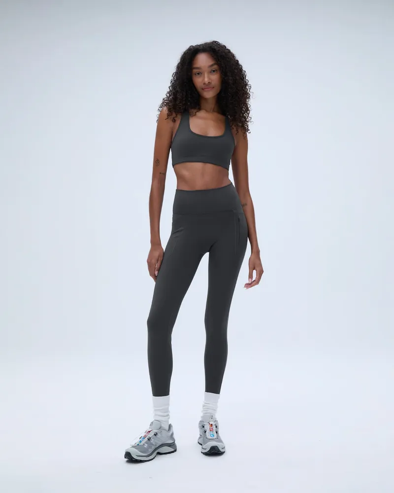 Adanola Ultimate Varrás Részletes Cipzáras Zsebes Leggings - Grafit Szürke