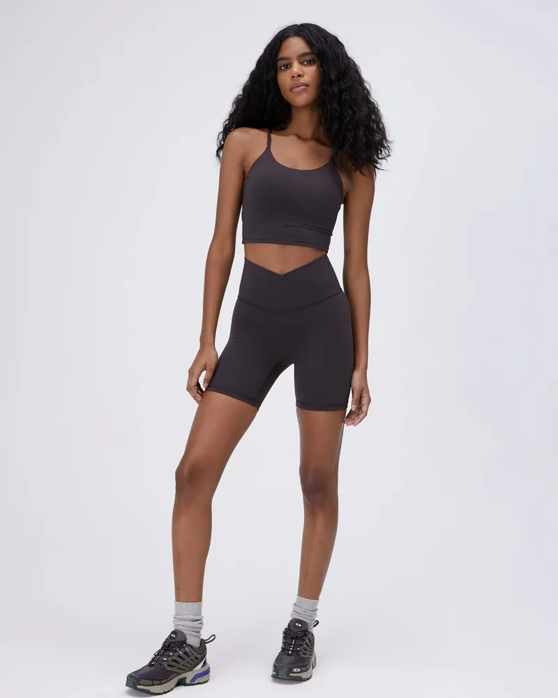 Adanola Ultimate Wrap Over Crop Shorts - Coffee Bean