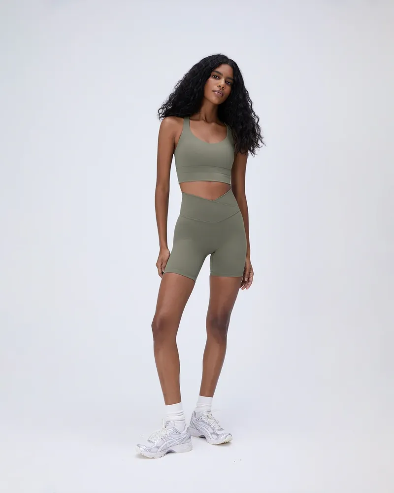 Adanola Ultimate Wrap Over Crop Shorts - Olive Green