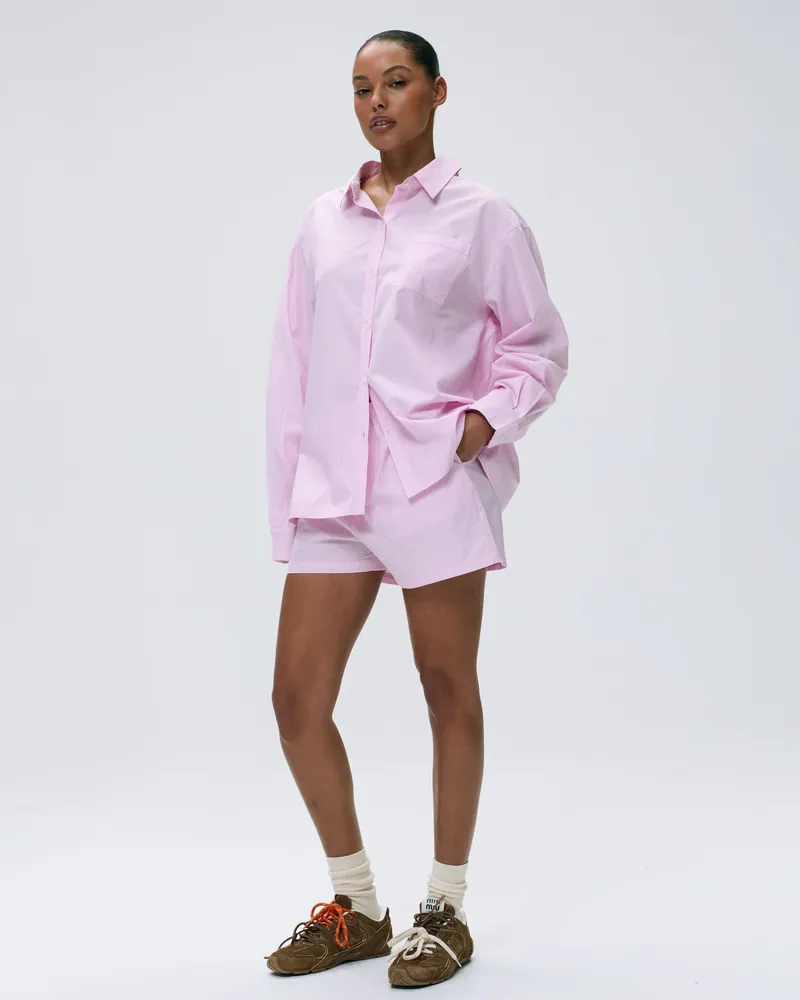 Adanola Cotton Stripe Boxer Shorts - Pink/White