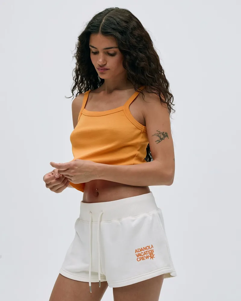 Adanola Vacation Mini Sweat Shorts - Marshmallow White/Mango Orange