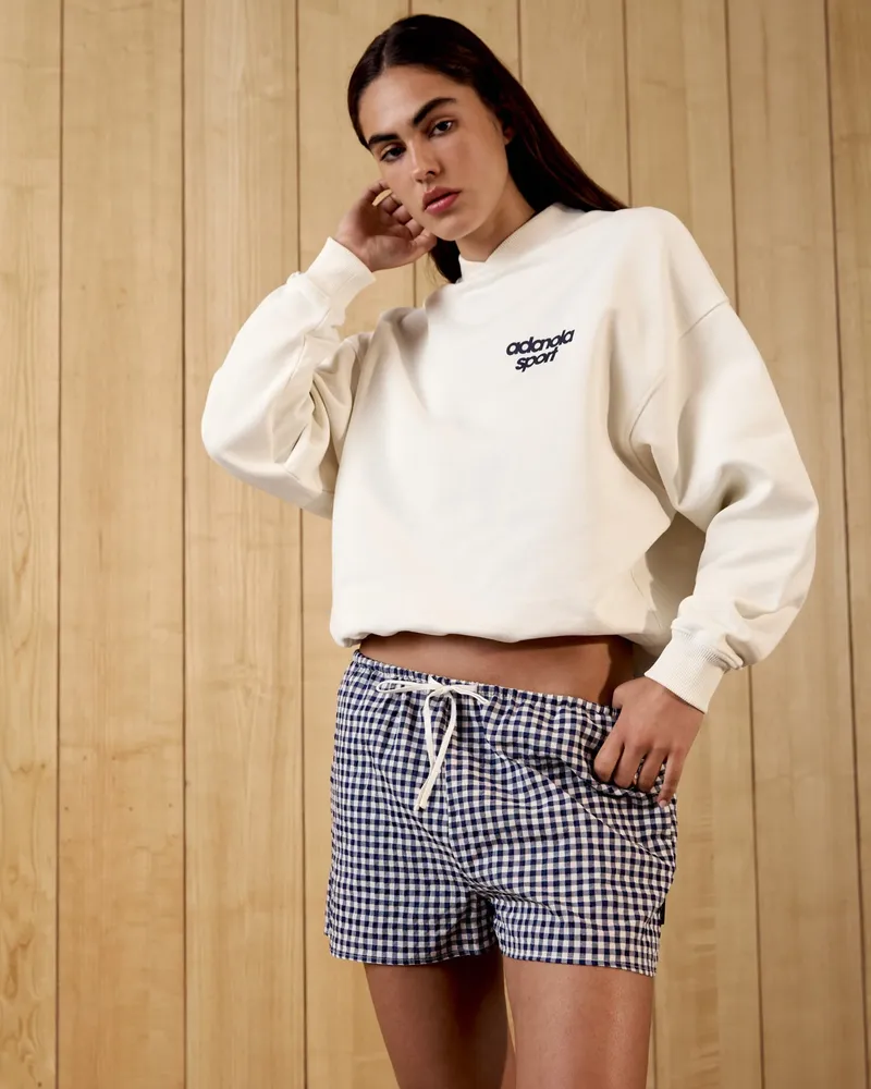 Adanola Gingham Shorts - Navy Blue/White