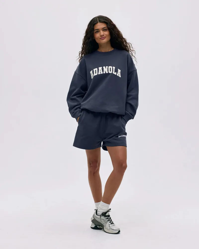 Adanola Varsity Sweat Shorts - Midnight Blue/Marshmallow White