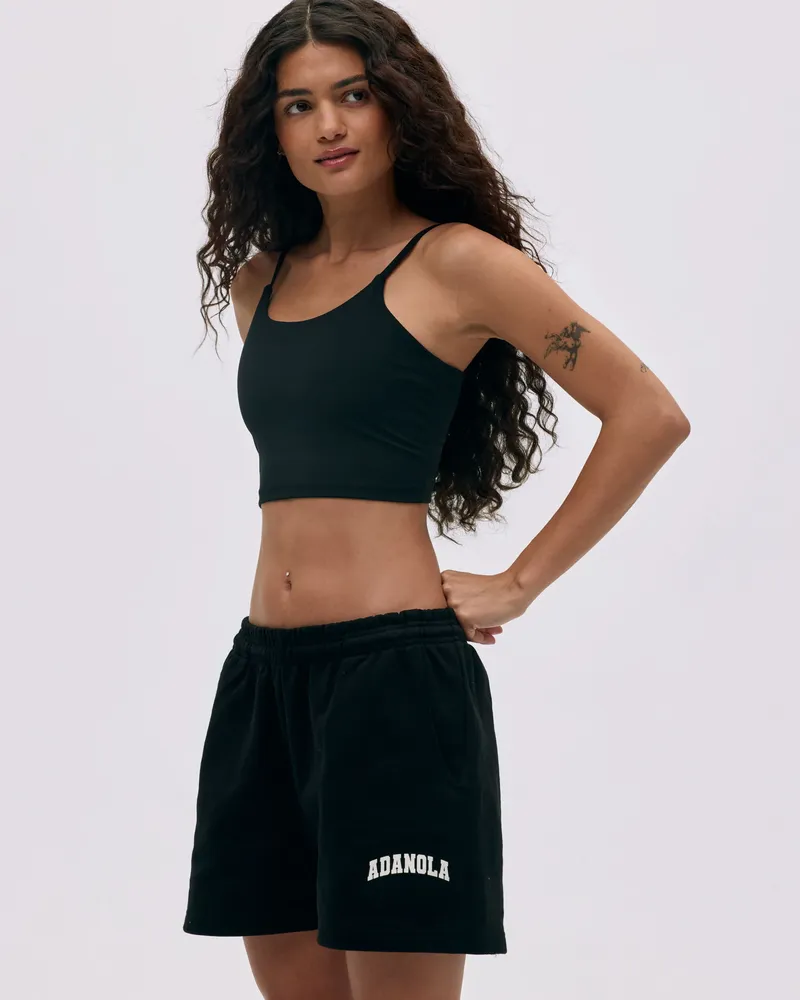 Adanola Varsity Sweat Shorts - Black/Marshmallow White