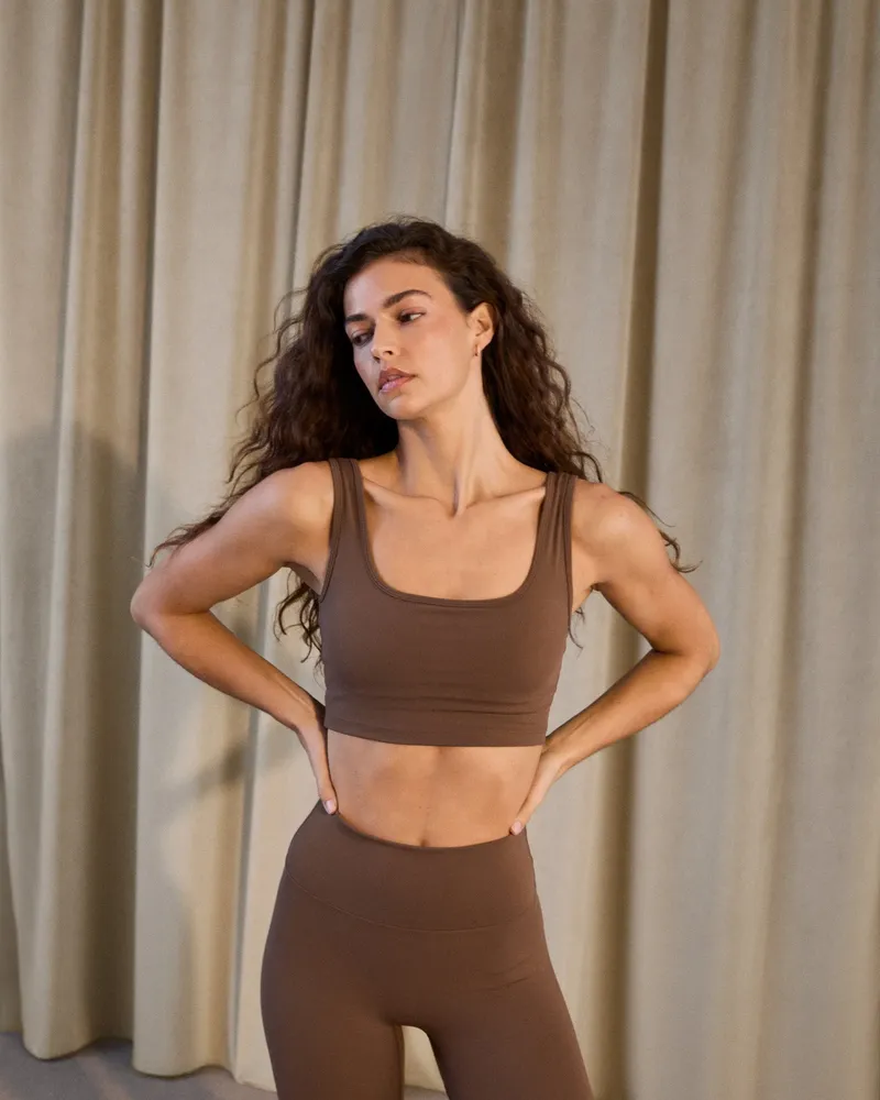 Adanola Ultimate Square Neck Bra - Mocha Brown