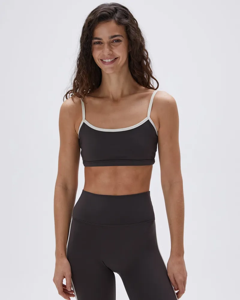 Adanola Ultimate Contrast Strap Scoop Bra - Coffee Bean/Cream