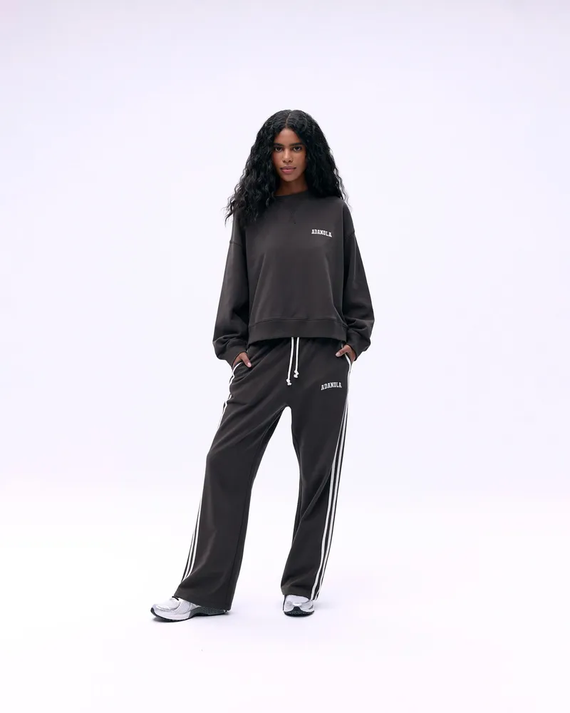 Adanola Varsity Loose Fit Sweatpants - Coffee Bean/Marshmallow White