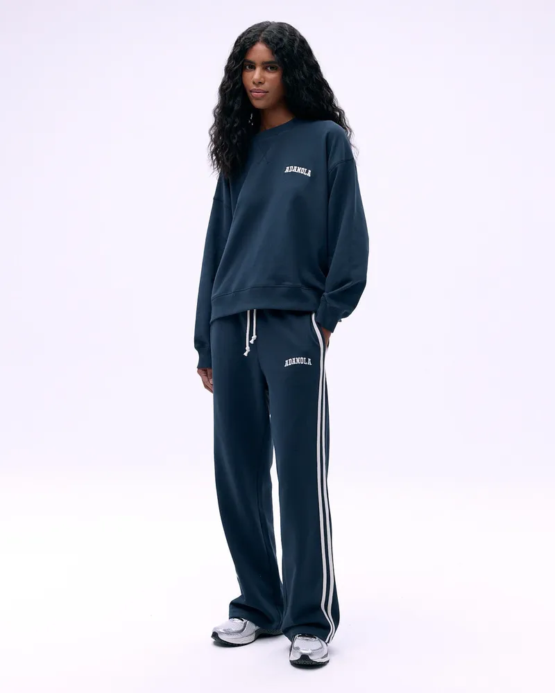 Adanola Varsity Loose Fit Sweatpants - Midnight Blue/Marshmallow White