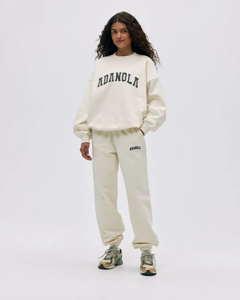 Adanola Varsity Sweatpants - Marshmallow White/Midnight Blue