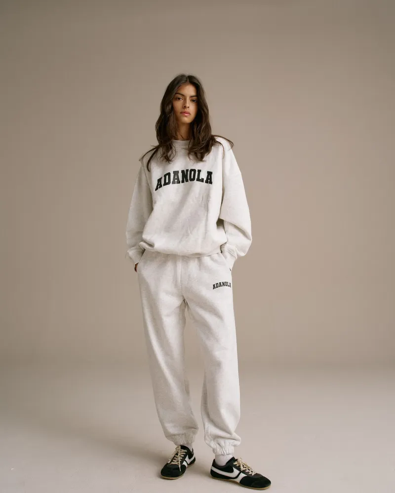 Adanola Varsity Sweatpants - Light Grey Melange/Black