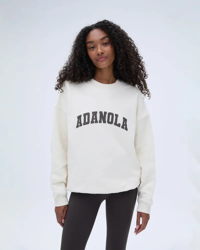 Adanola Varsity Oversized Sweatshirt - Marshmallow White/Coffee Bean