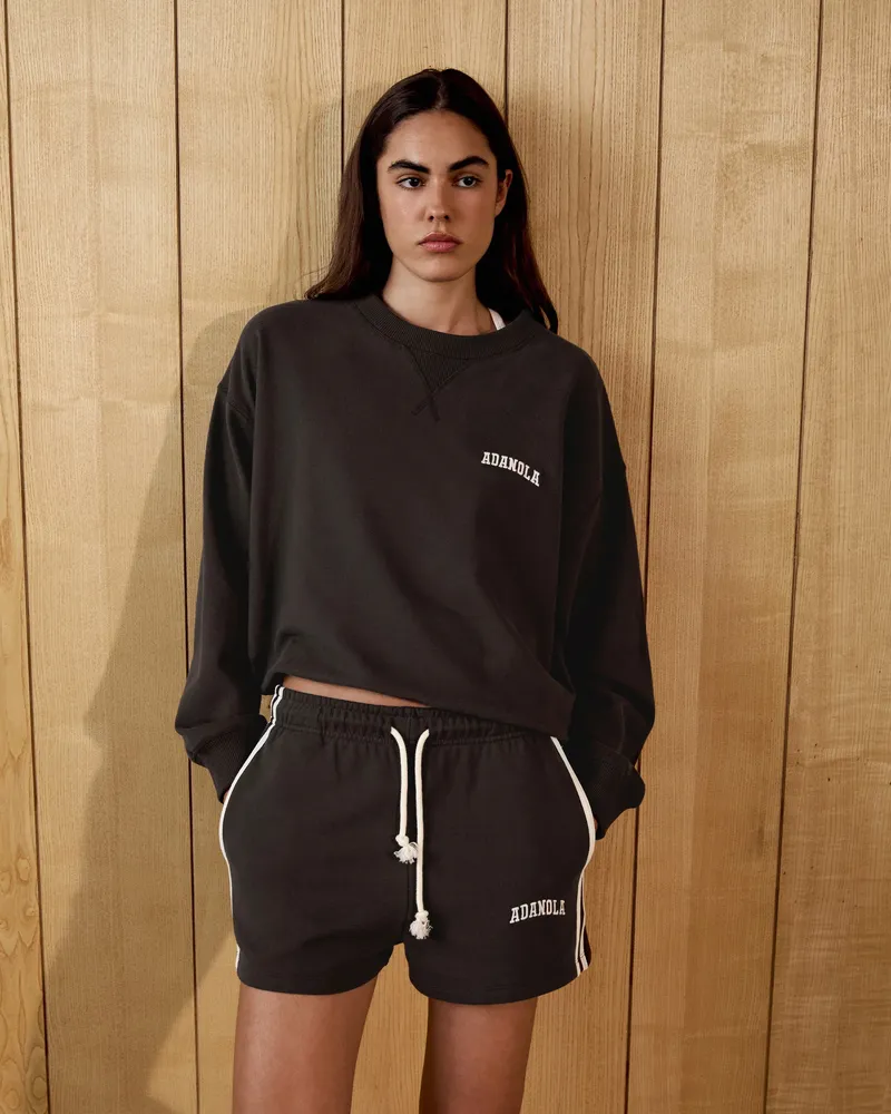 Adanola Varsity Loose Fit Sweatshirt - Coffee Bean/Marshmallow White