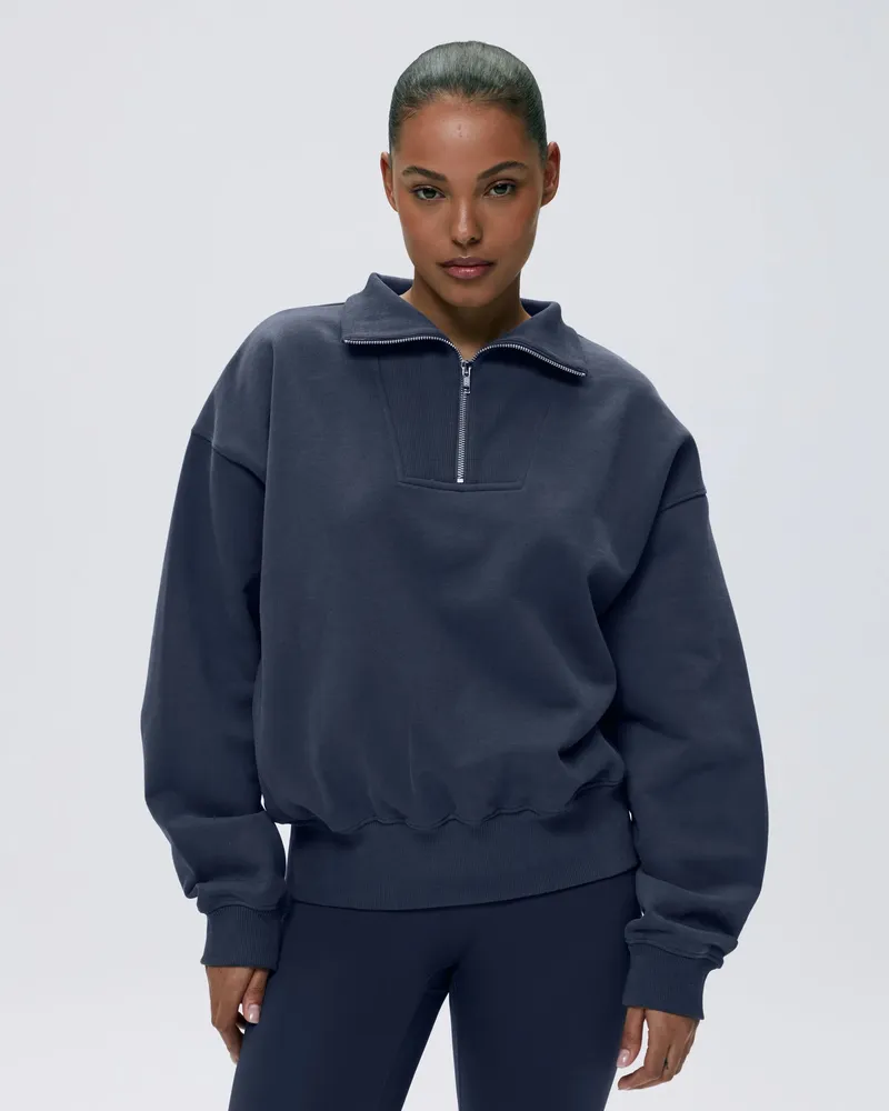 Adanola Relaxed Funnel Neck Zip Sweatshirt - Midnight Blue