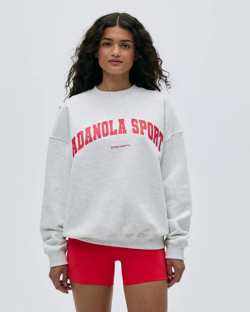 Adanola AS Oversized Sweatshirt - Light Grey Melange/Apple Red