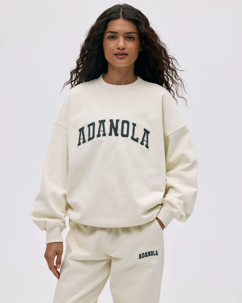 Adanola Varsity Oversized Sweatshirt - Marshmallow White/Midnight Blue