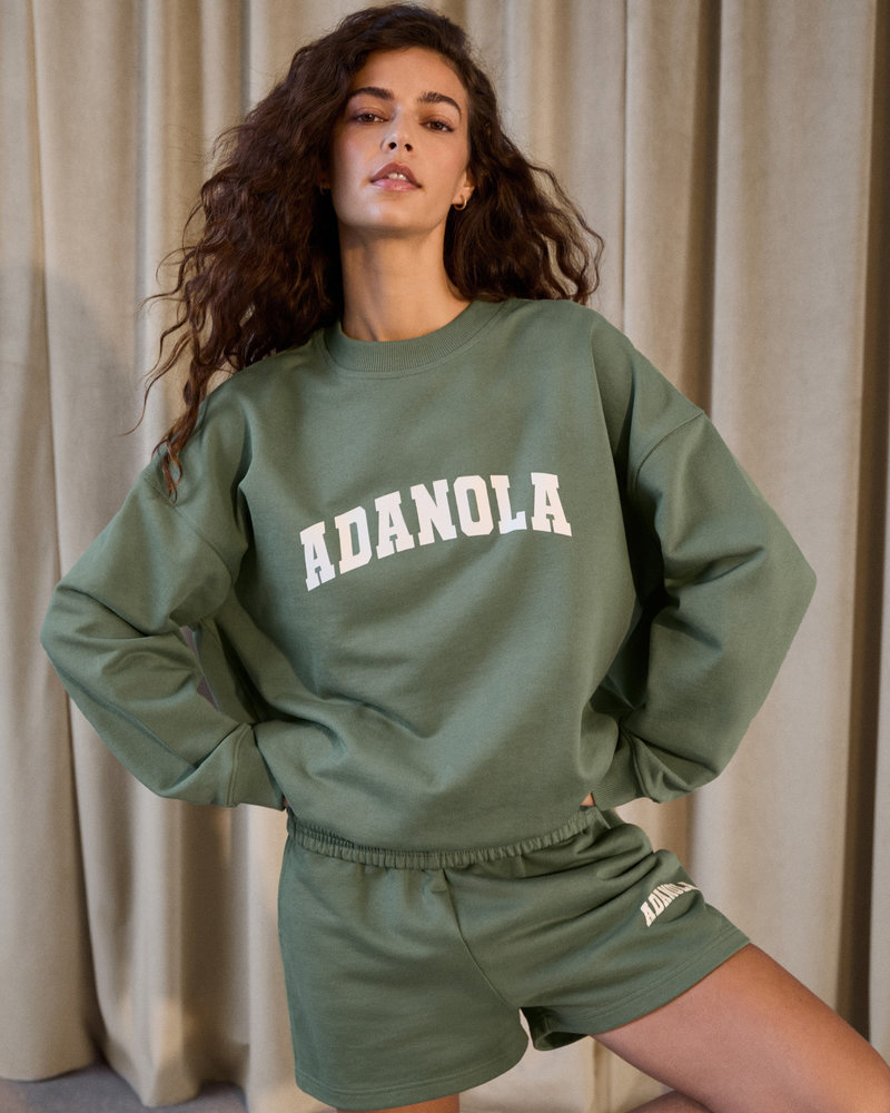 Adanola Varsity Oversized Sweatshirt - Eden Green/Marshmallow White