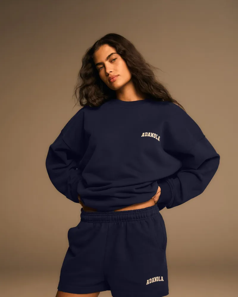 Adanola Varsity Oversized Sweatshirt - Navy Blue/Marshmallow White