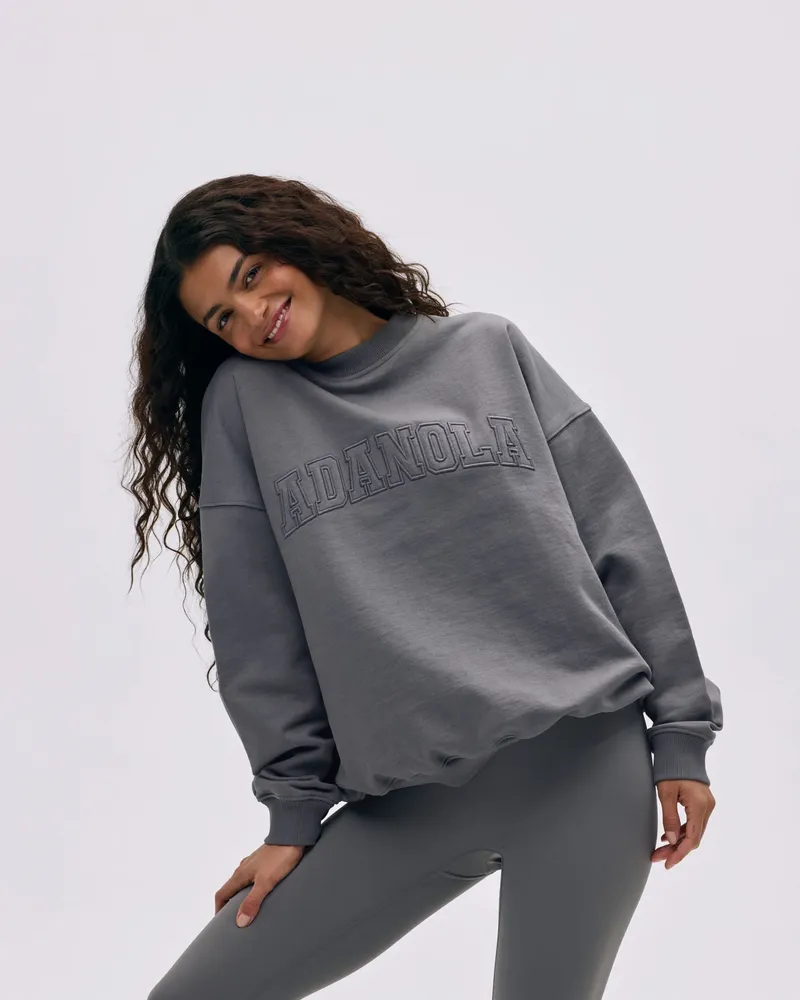 Adanola Varsity Oversized Sweatshirt - Dark Grey