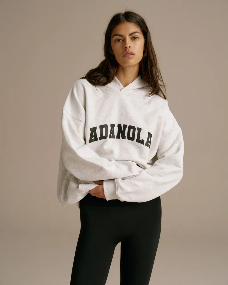 Adanola Varsity Oversized Hoodie - Light Grey Melange/Black