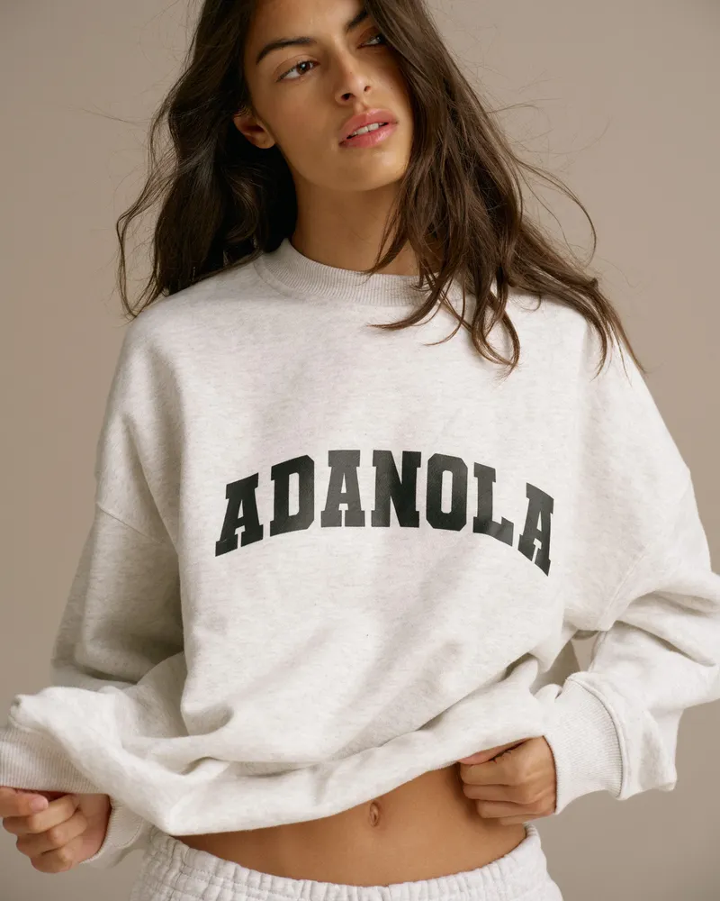 Adanola Varsity Oversized Sweatshirt - Light Grey Melange/Black