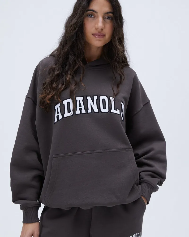 Adanola Varsity Oversized Hoodie - Coffee Bean