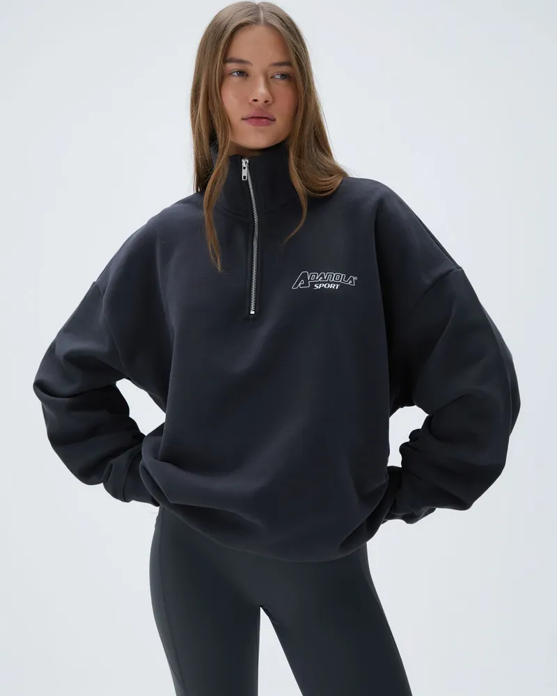 Adanola "A" Oversized Funnel Neck Zip Sweatshirt - Graphite Grey