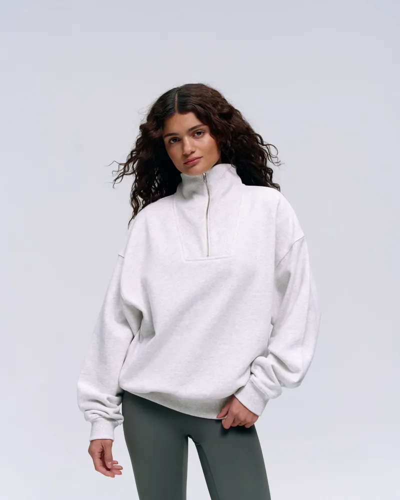 Adanola Relaxed Funnel Neck Zip Sweatshirt - Light Grey Melange