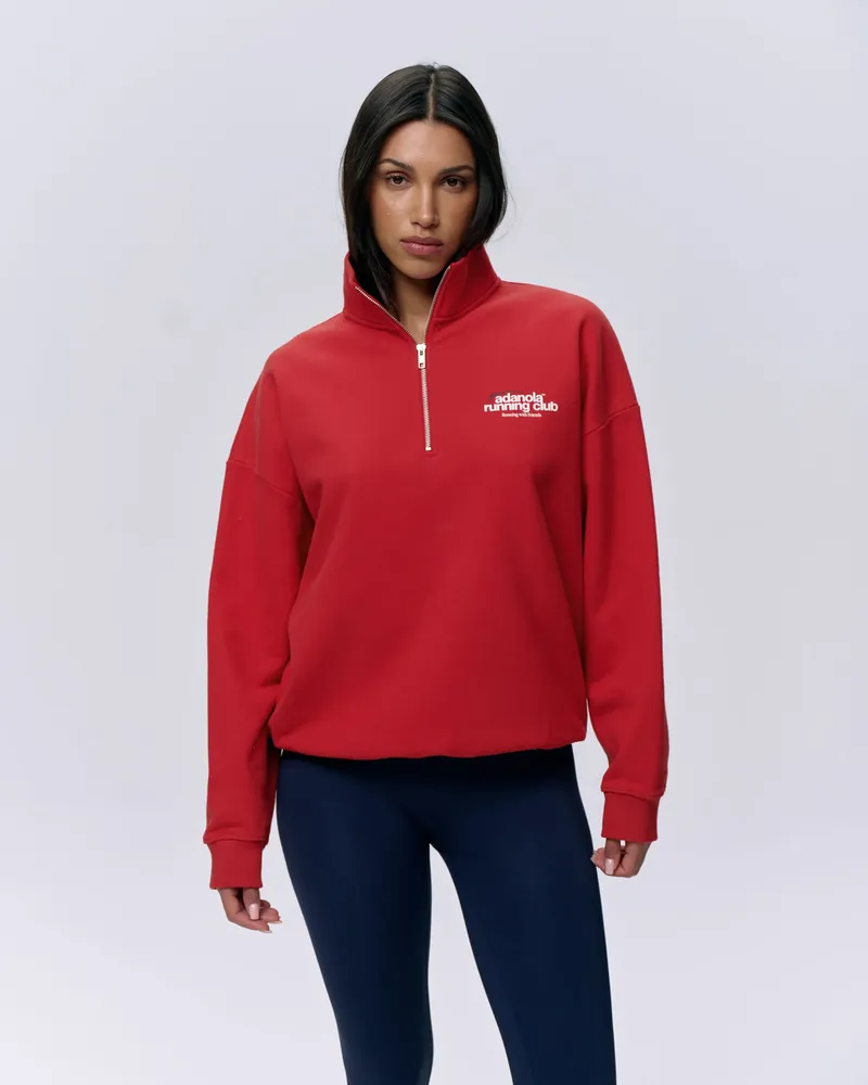 Adanola Running Oversized Funnel Neck Zip Sweatshirt - Classic Red