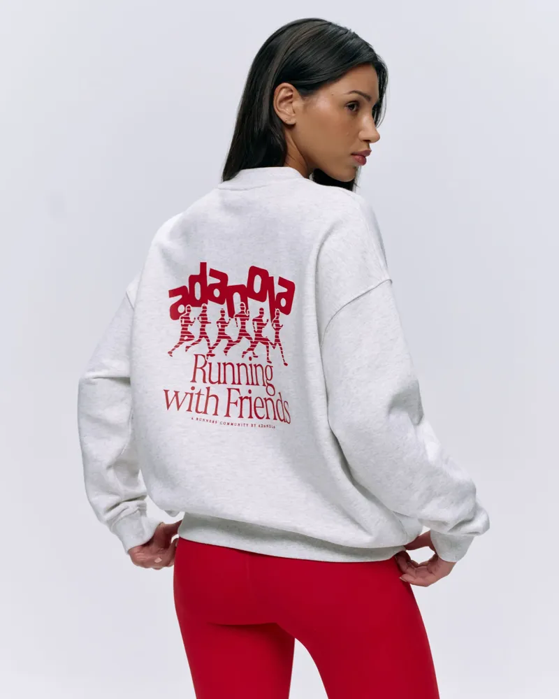 Adanola Runners Oversized Sweatshirt - Light Grey Melange/Classic Red