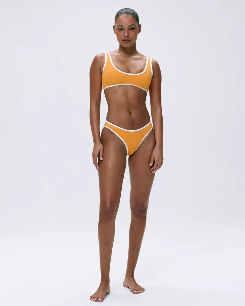 Adanola Contrast Bikini Bottom - Mango Orange/Marshmallow White