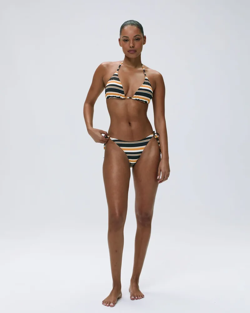 Adanola Tie Side Stripe Bikini Bottom - Coffee Bean