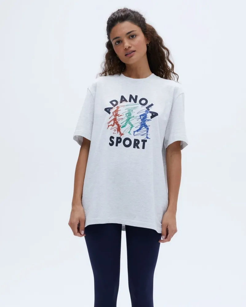 Adanola Campus Short Sleeve Oversized T-shirt - Light Grey Melange